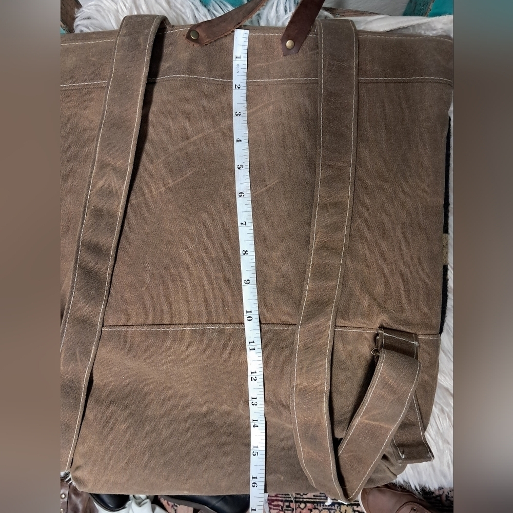 Southwestern Style Canvas And Suede Backpack - Picture 7 of 7